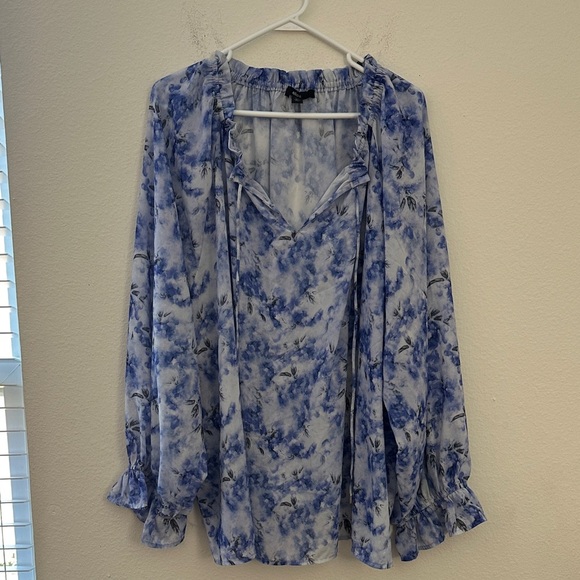 Blue Flowy Women's blouse - Picture 1 of 5